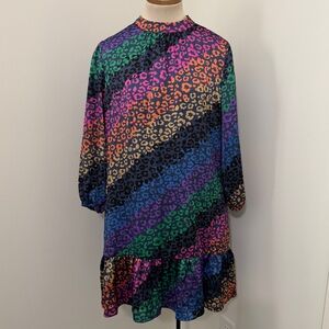 NEW Vilagallo 42 XL Lina Midi Dress ~ Colorful Animal Print Party Modern